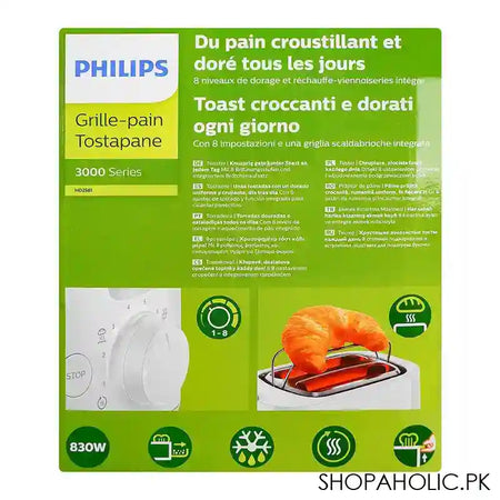 Philips 3000 Series Toaster, 830W, 1-8 Settings, HD2581/00 - Image 2