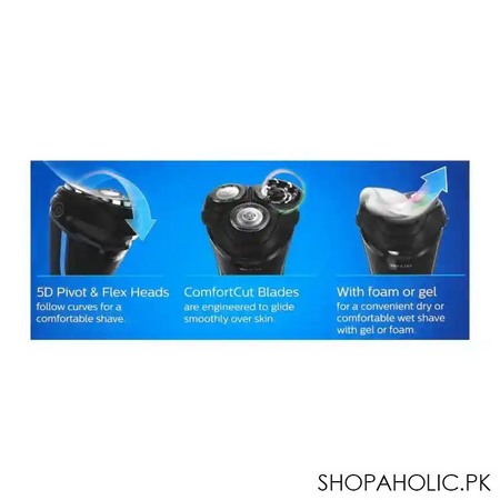philips aqua touch 3000 5d ivot & flex head cordless shaver, s3122/55 image3