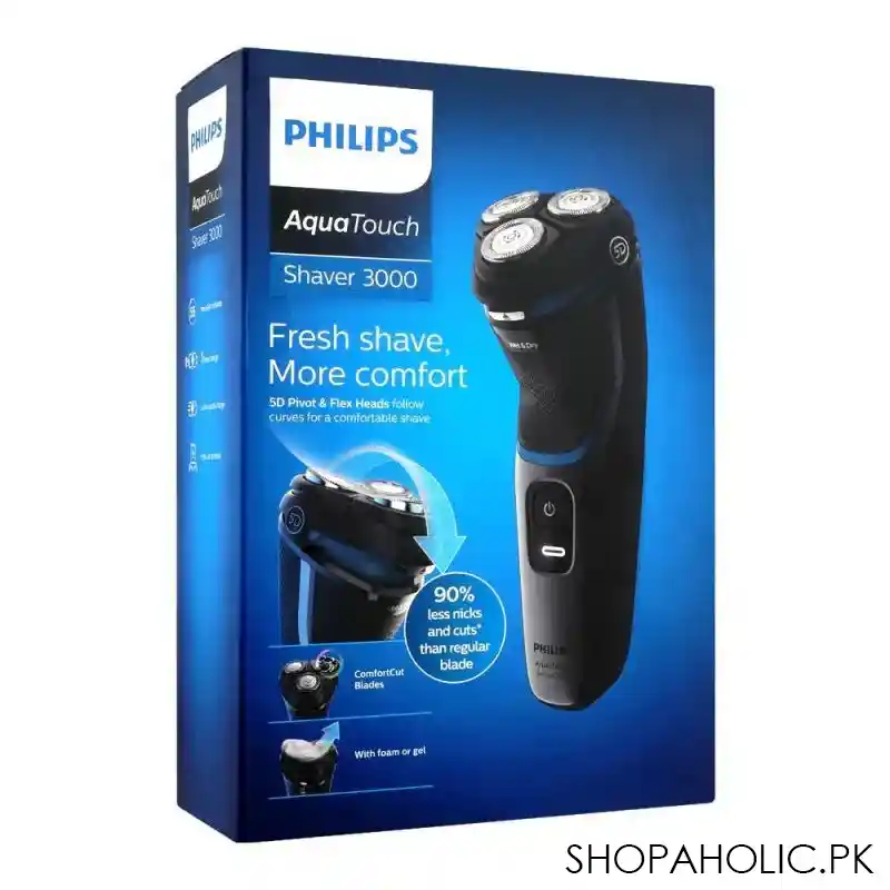 philips aqua touch 3000 5d ivot & flex head cordless shaver, s3122/55 main image
