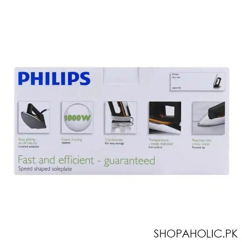 philips dry iron fast and efficient, hd1172 image3