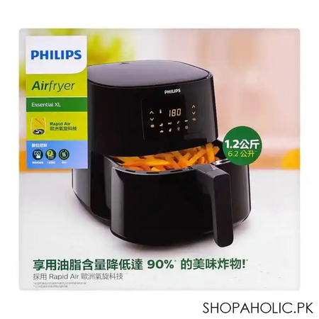 philips essential air fryer, 6.2 l, black, hd 9270 image4
