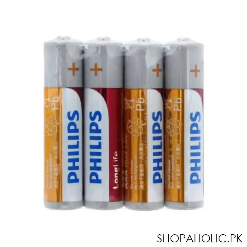 philips long life aaa batteries, 4 pack, r03l4f/97 main image