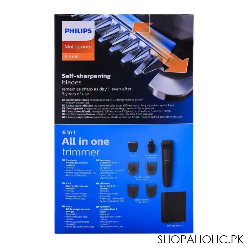 philips multigroom all in one trimmer, 6 tools, beard & nose, mg3710/15 image3