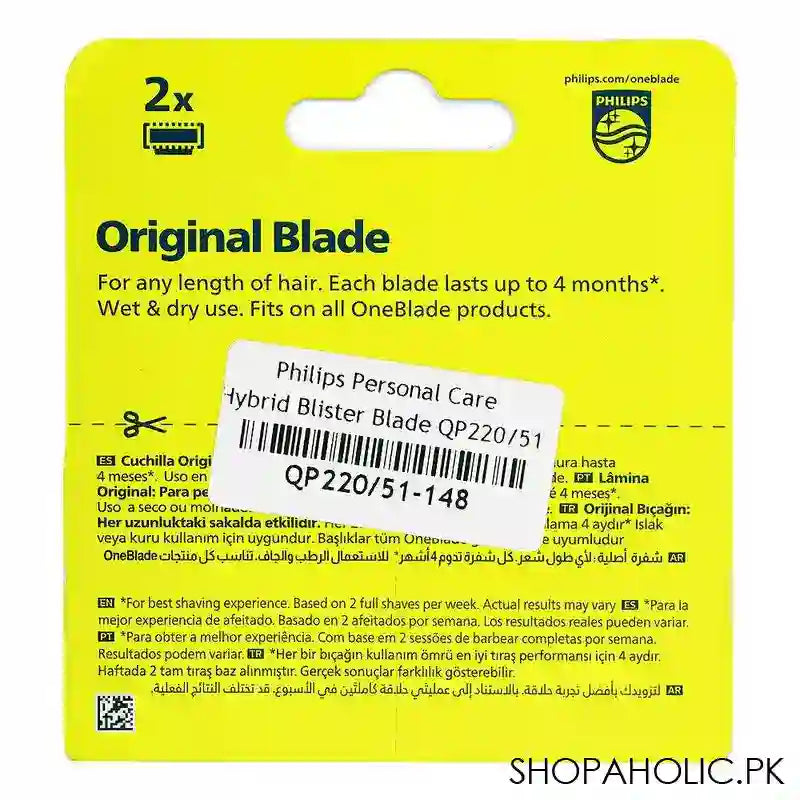 Philips One Blade Hybrid Blister Blade, Replaceable Blade, 2 X Original Blade, QP220/51 - Image 3