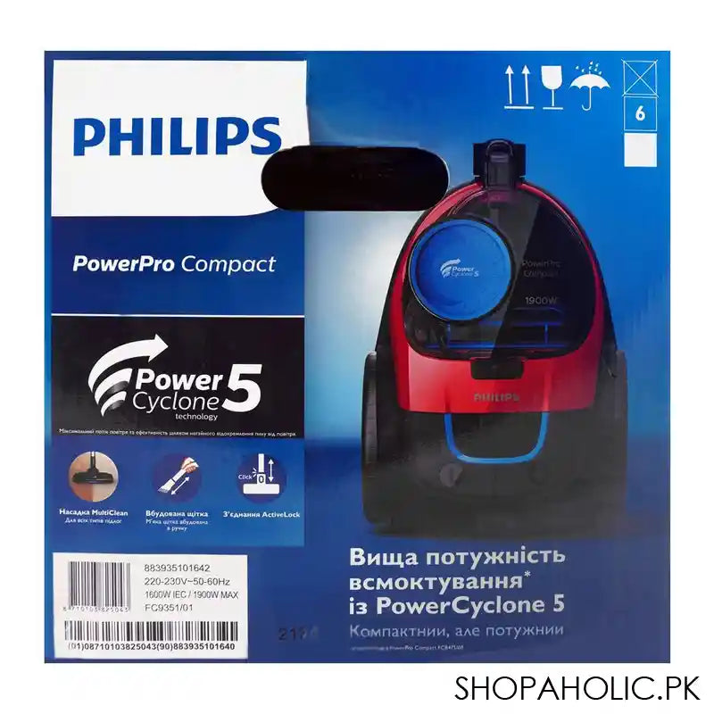 Philips Power Pro Compact Vacuum Cleaner, 1900W, FC9351/01 - Image 2