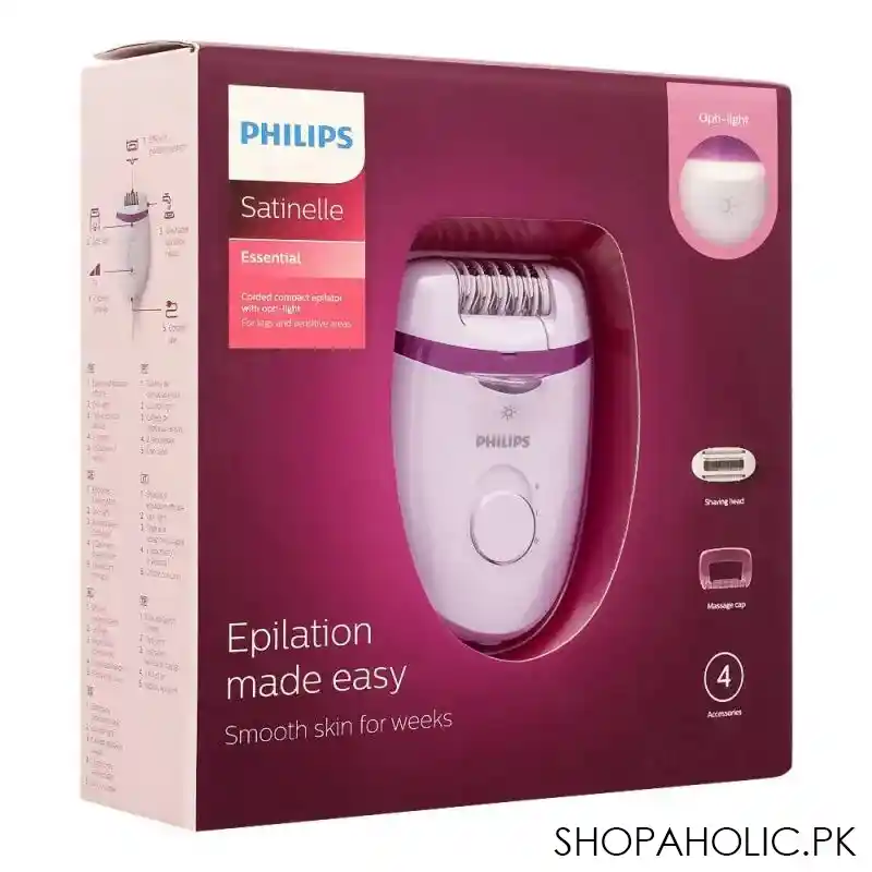 philips satinelle essential for legs & sensitive areas opti light compact epilator, purple, bre275/0 image5
