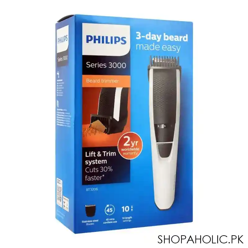 philips series 3000 rechargeable beard trimmer, bt3206/14 image3