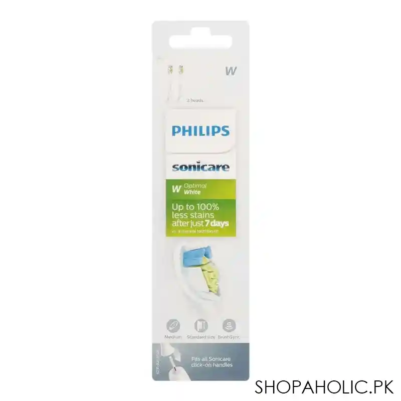philips sonicare optimal white 2 replacement brush heads, medium, hx6062/67 image2
