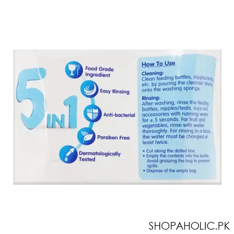 pigeon 5 in 1 baby bottle & accessories cleanser, 450ml, paraben free liquid cleaner, m78014 image3