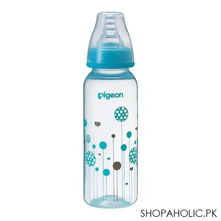 pigeon flexible clear soft & elastic pp feeding bottle, blue, 240ml, a79227 main image