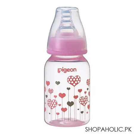 pigeon flexible clear soft & elastic pp feeding bottle, pink, 120ml, a79226 main image