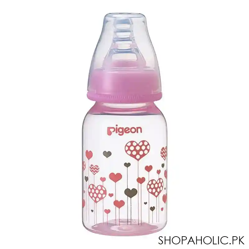 pigeon flexible clear soft & elastic pp feeding bottle, pink, 120ml, a79226 main image