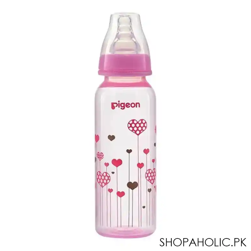 pigeon flexible clear soft & elastic pp feeding bottle, pink, 240ml, a79228 main image