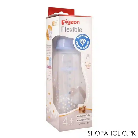 pigeon flexible premium slim neck feeding bottle, 4m+, blue, 250ml/8oz, a78284 image3
