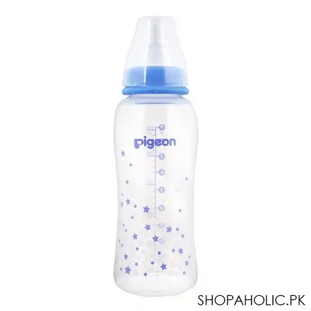 pigeon flexible premium slim neck feeding bottle, 4m+, blue, 250ml/8oz, a78284 main image