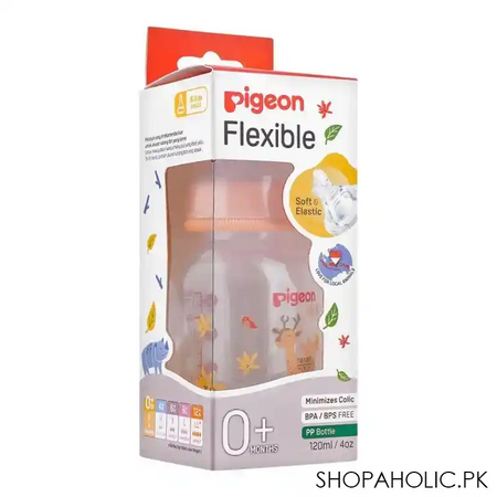 pigeon flexible sn soft & elastic pp feeding bottle, deer, 120ml, a79399 image2