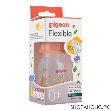 pigeon flexible sn soft & elastic pp feeding bottle, deer, 50ml, a79394 image2