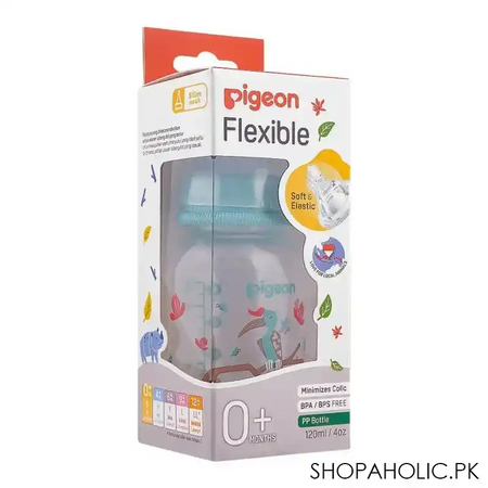 pigeon flexible sn soft & elastic pp feeding bottle, hornbill, 120ml, a79402 image2