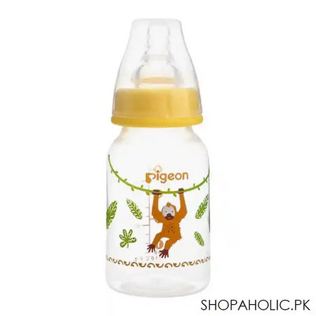 pigeon flexible sn soft & elastic pp feeding bottle, orangutan, 120ml, a79401 main image