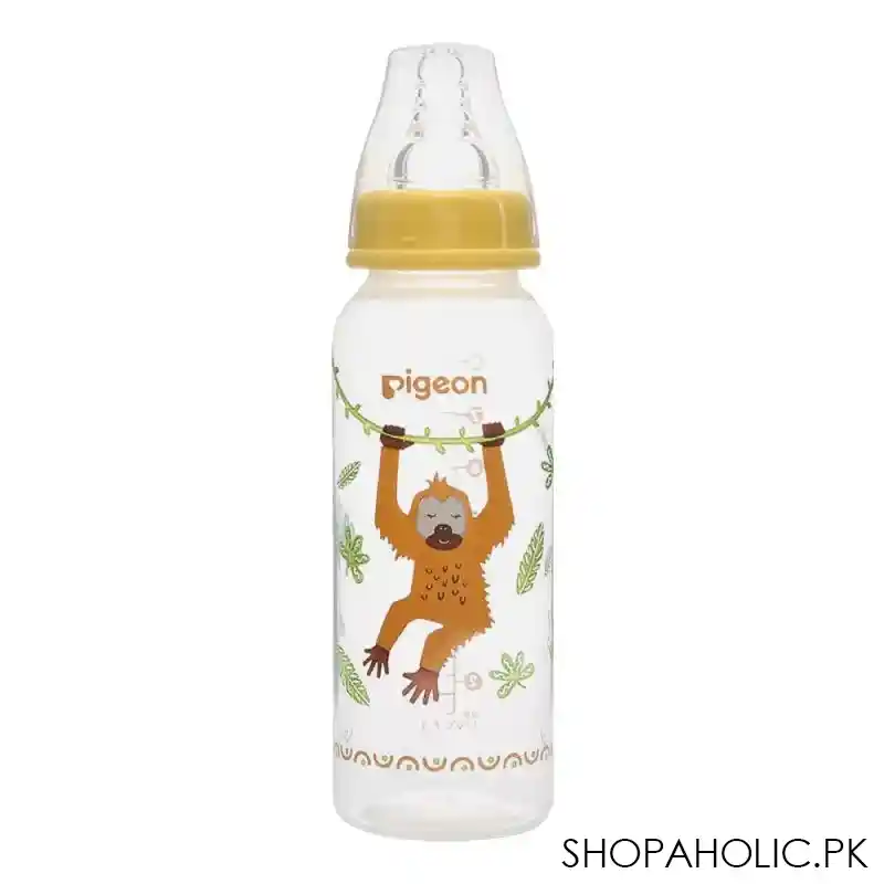 pigeon flexible sn soft & elastic pp feeding bottle, orangutan, 240ml, a79406 main image