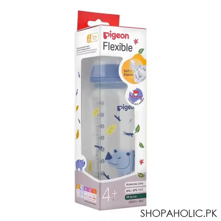pigeon flexible sn soft & elastic pp feeding bottle, rhino, 240ml, a79408 image2