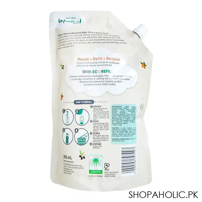 Pigeon Natural Botanical Baby Head & Body Wash, I79799, 900ml - Image 3