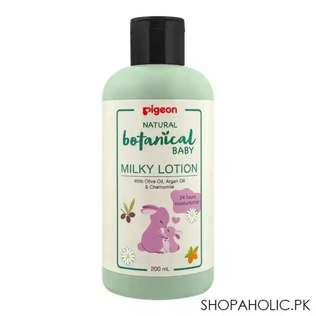 pigeon natural botanical olive oil, argan oil & camomile baby milk lotion, 200ml main image