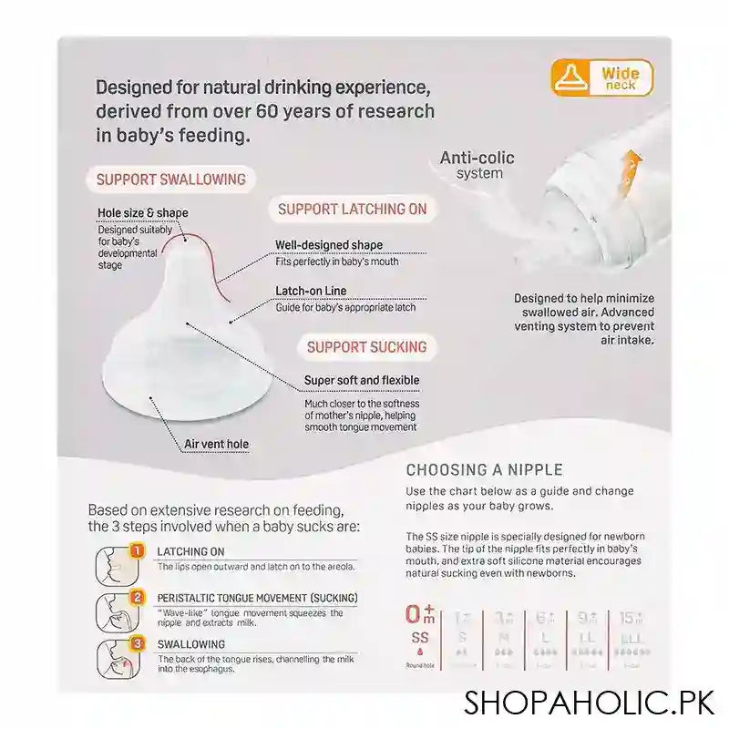 Pigeon Soft Touch Anti-Colic Wide Neck PP Bottle, 160ml, 2-Pack A-79455 - Image 3