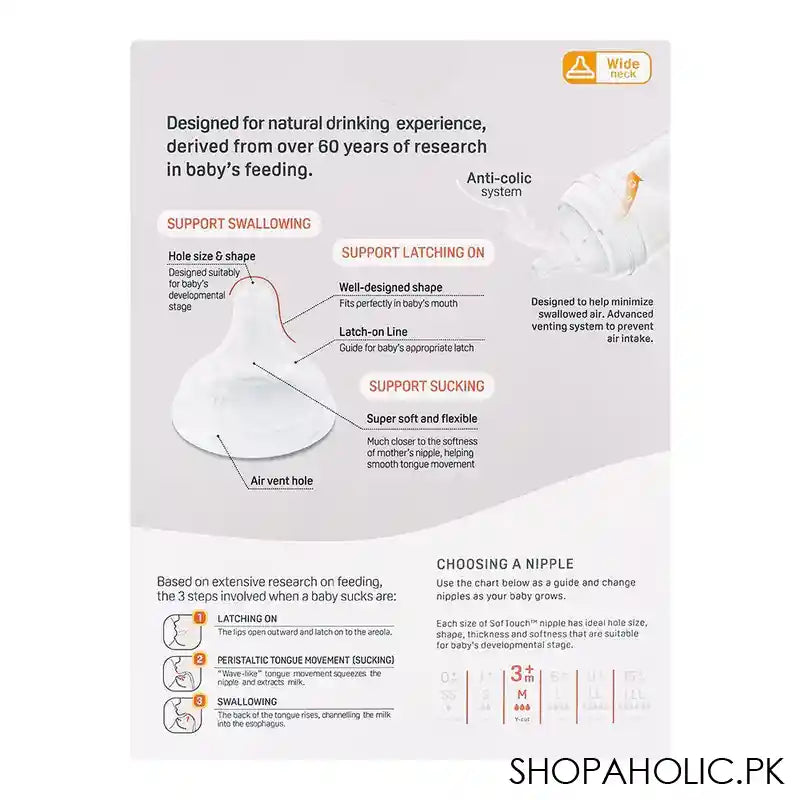 Pigeon Soft Touch Anti-Colic Wide Neck PP Bottle, 240ml, 2-Pack A-79456 - Image 2