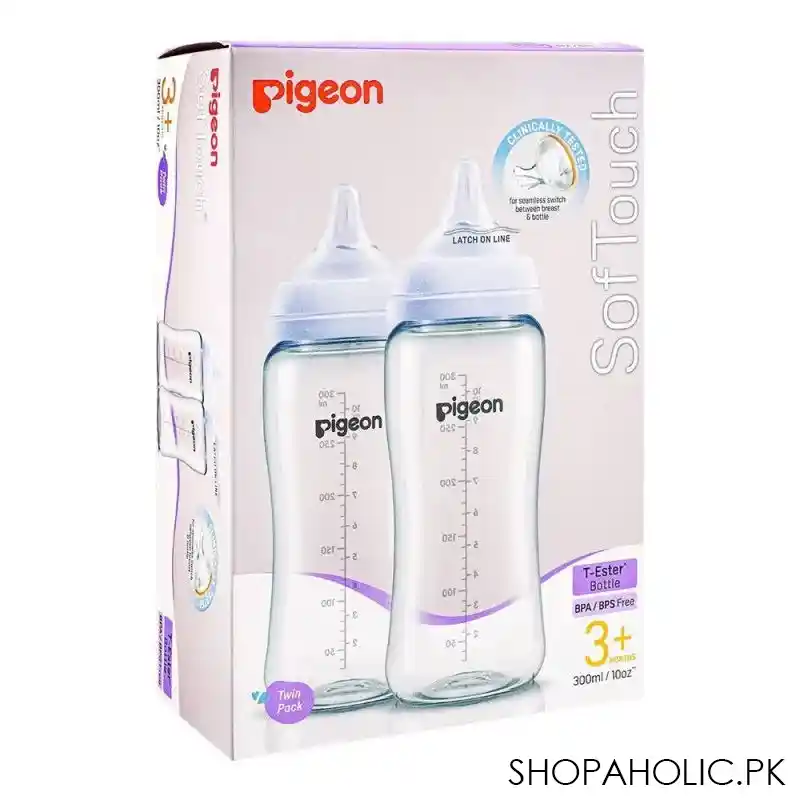 pigeon soft touch anti colic wide neck t ester bottle 300ml, 2 pack, a 79447 main image