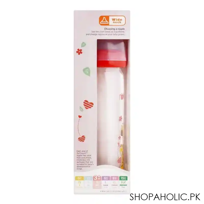 pigeon soft touch glass bottle, 3+ months, 240ml, giraffe, a 78028 image5