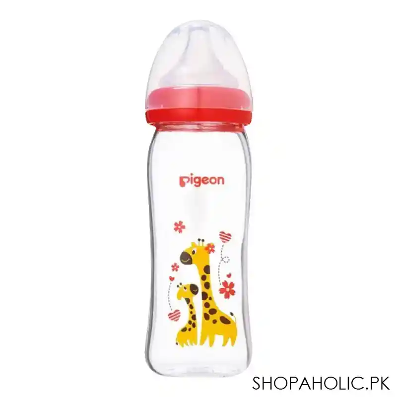 pigeon soft touch glass bottle, 3+ months, 240ml, giraffe, a 78028 main image