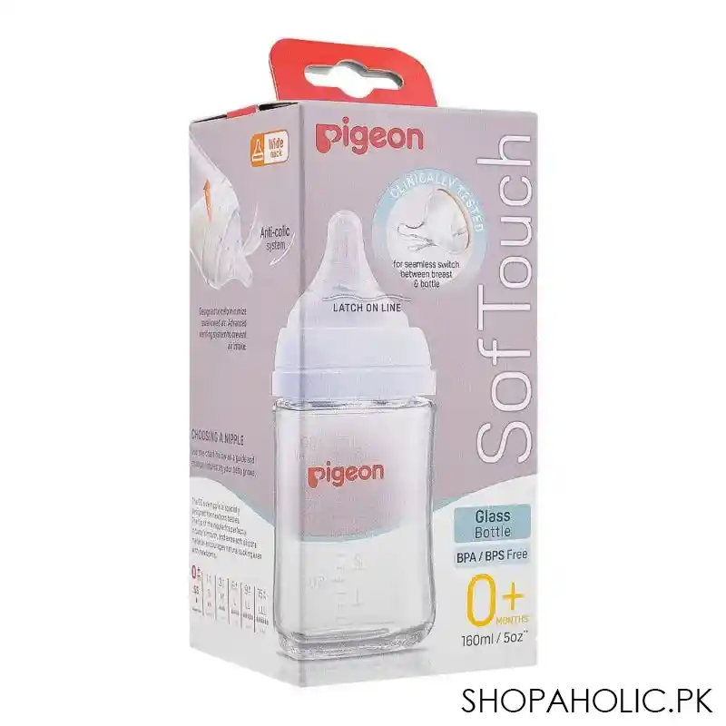 pigeon soft touch wn glass feeding bottle, 160ml, a79436 main image