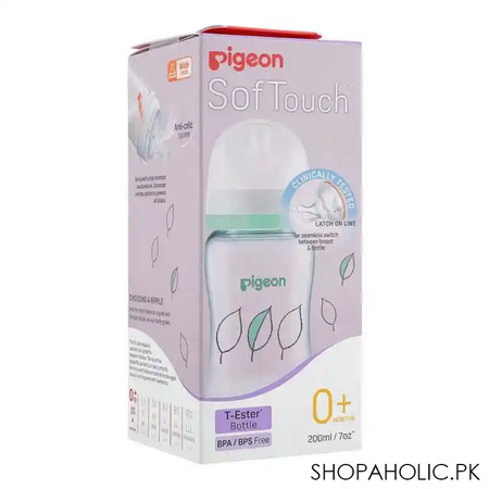 pigeon soft touch wn t ester feeding bottle, leaf, 200ml, a79449 image2