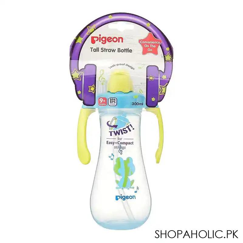 Pigeon Tall Straw Bottle, Blue, 300ml, D78087 - Image 4