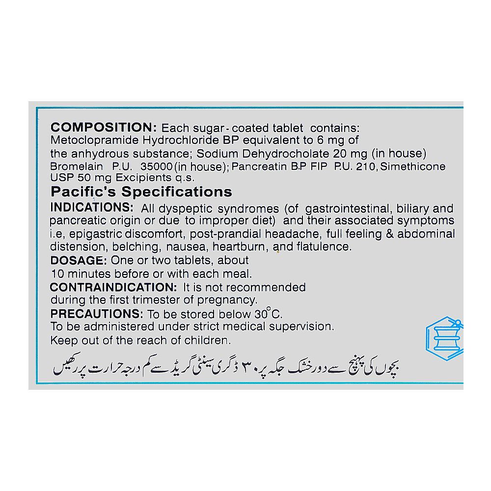 Pacific Pharmaceuticals Plasil With Enzymes Tablet, 1-Strip - Image 3