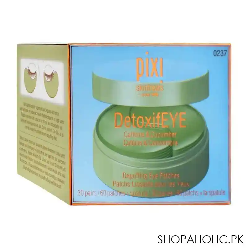 pixi skin treats detoxify eye caffeine & cucumber depuffing eye patches, 30 pair/60 patches image2