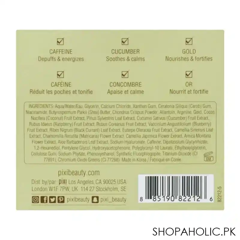 pixi skin treats detoxify eye caffeine & cucumber depuffing eye patches, 30 pair/60 patches image4