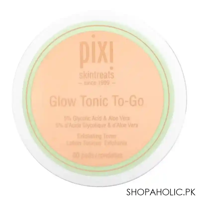 pixi skintreats 5% glycolic acid & aloe vera glow tonic to go exfoliating toner pads, 60 pack image2