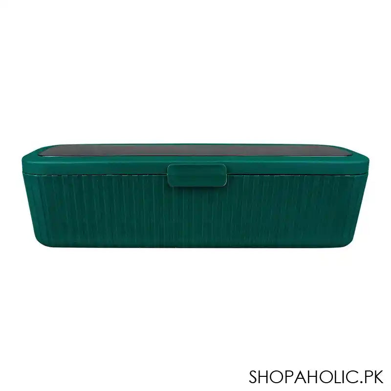 Plastic 4 Portions Seasoning Box With Jars & Spoons, Kitchen Spice Master Set, Green, 100652 - Image 2