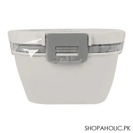 Plastic Double Layer Lunch Box, Cutlery, 1700ml, White, 6.5in (H) x 4.5in (W) x 3.3in (D), Yc-9030 - Image 2