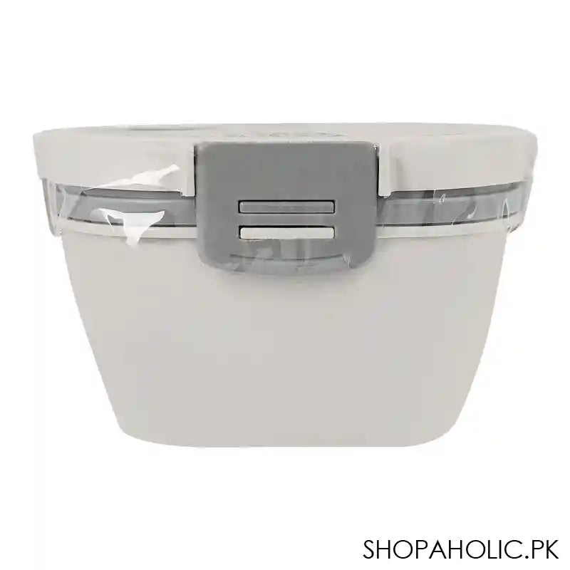 Plastic Double Layer Lunch Box, Cutlery, 1700ml, White, 6.5in (H) x 4.5in (W) x 3.3in (D), Yc-9030 - Image 2