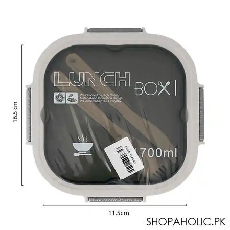 Plastic Double Layer Lunch Box, Cutlery, 1700ml, White, 6.5in (H) x 4.5in (W) x 3.3in (D), Yc-9030 - Image 4