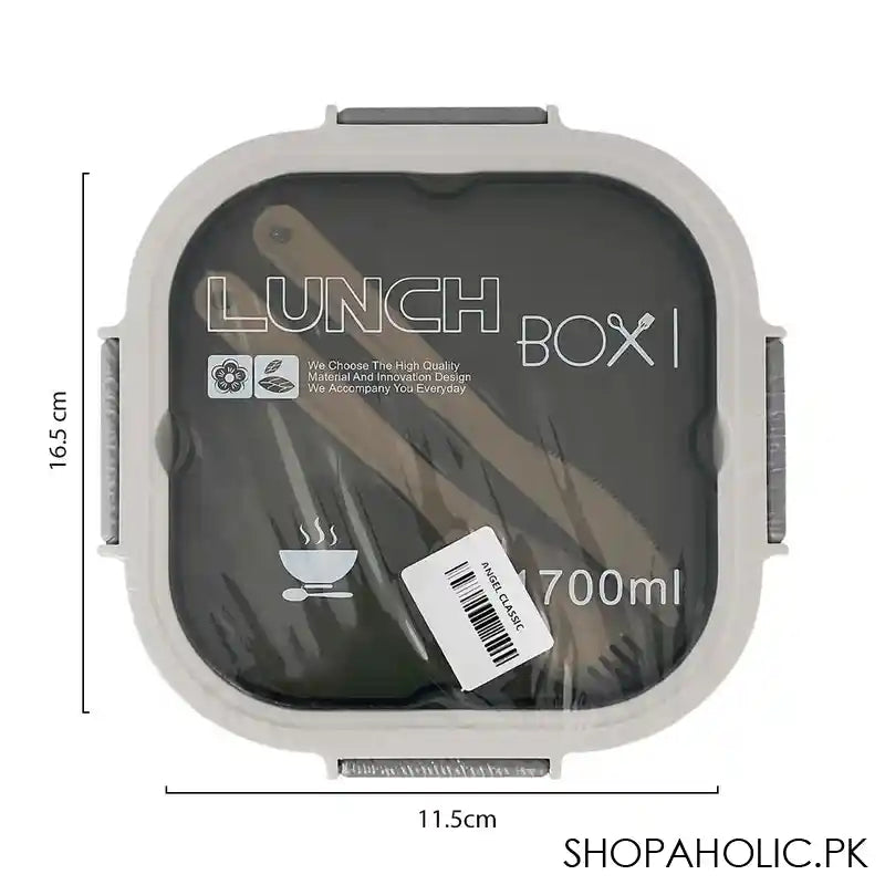 Plastic Double Layer Lunch Box, Cutlery, 1700ml, White, 6.5in (H) x 4.5in (W) x 3.3in (D), Yc-9030 - Image 4