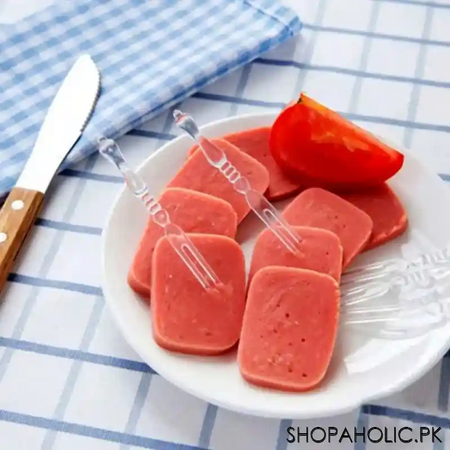 plastic fruit forks 50 pcs for party (transparent color) image2
