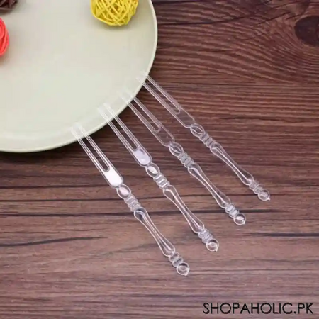 plastic fruit forks 50 pcs for party (transparent color) image4