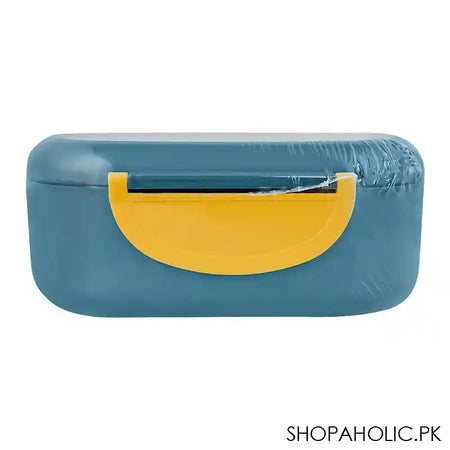 Plastic Lunch Box, 2 Compartments & Cutlery, 1000ml, Blue, 6.1in (H) x 3in (W) x 2.2in (D), Kh-002 - Image 6