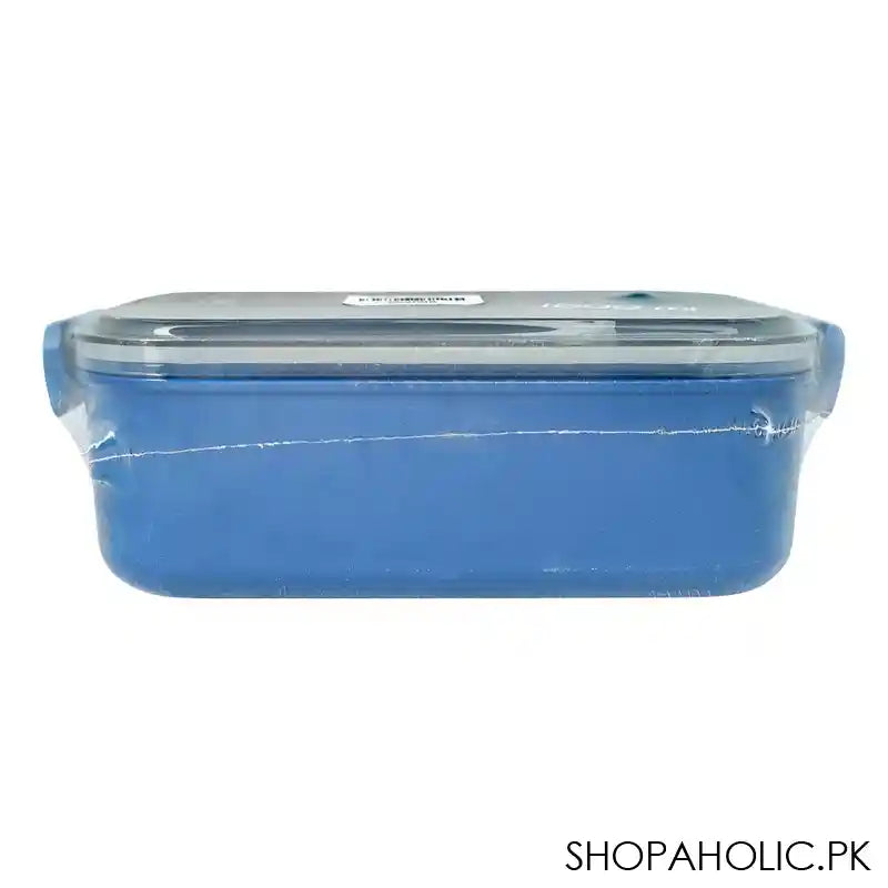 Plastic Lunch Box, 2 Compartments & Cutlery, 1000ml, Blue, 6.3in (H) x 3.1in (W) x 2.2in (D), Yc9008 - Image 4