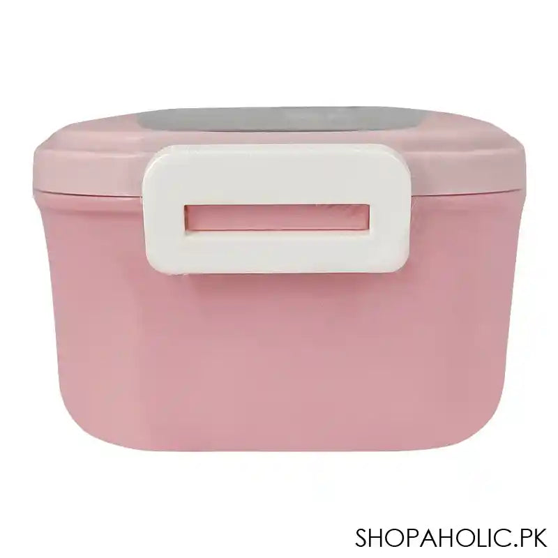 Plastic Lunch Box, 2 Compartments & Cutlery, 1000ml, Pink, 6.3in (H) x 3.1in (W) x 2.2in (D), Yc9039 - Image 3