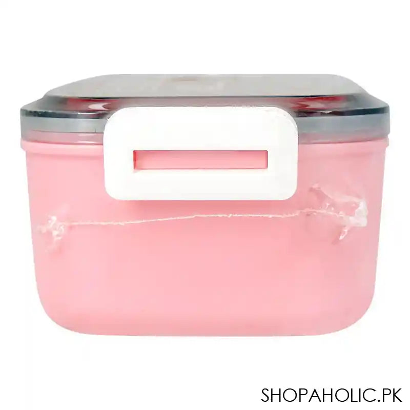 Plastic Lunch Box, 2 Compartments & Cutlery, 1000ml, Pink, 6.7in (H) x 3.1in (W) x 2.4in (D), Yc9008 - Image 3